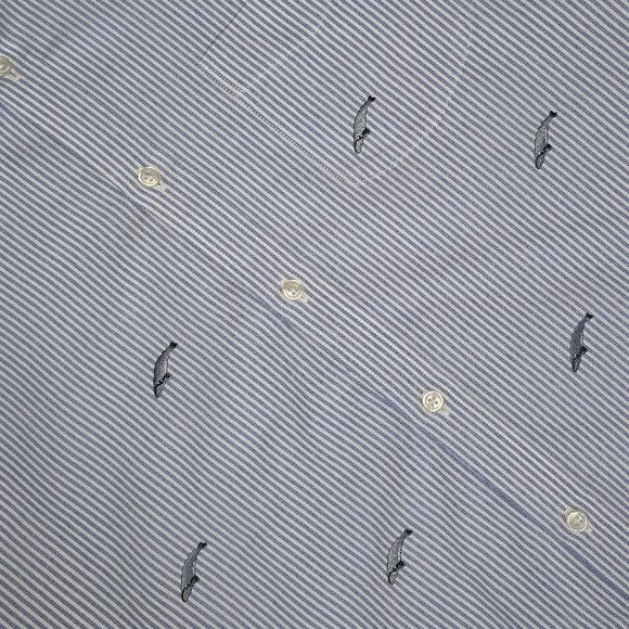 j. Crew | Lightweight Oxford Pin-Striped Embroidered BlueWhale Button Down Shirt - Picture 15 of 15